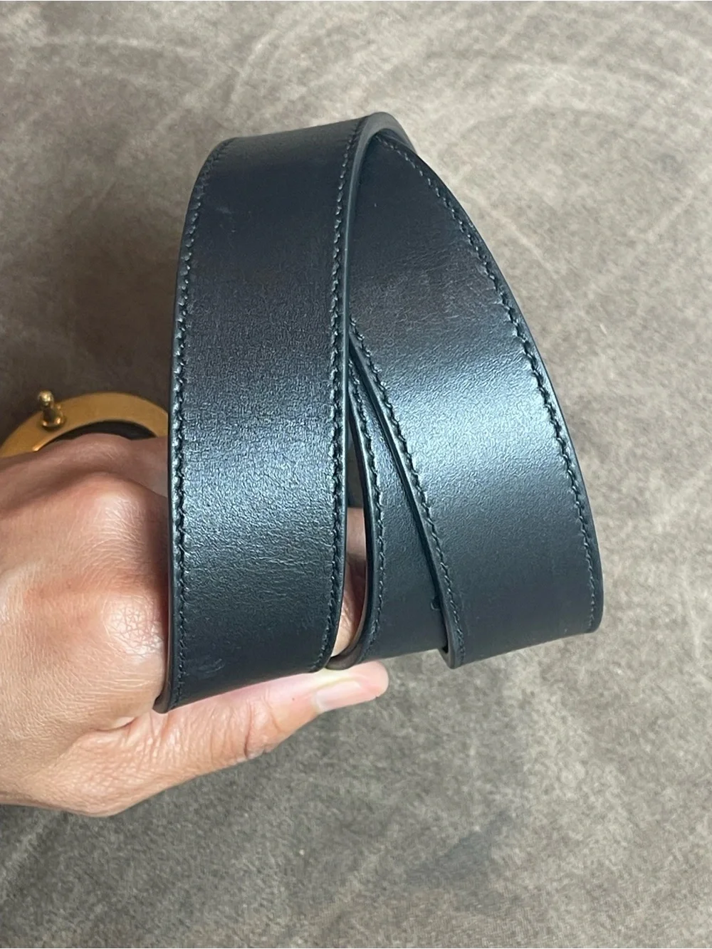 Gucci Black Leather Belt with Gold Interlocking G Buckle